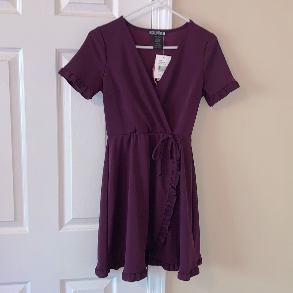 Ruffle Trim Wrap Dress